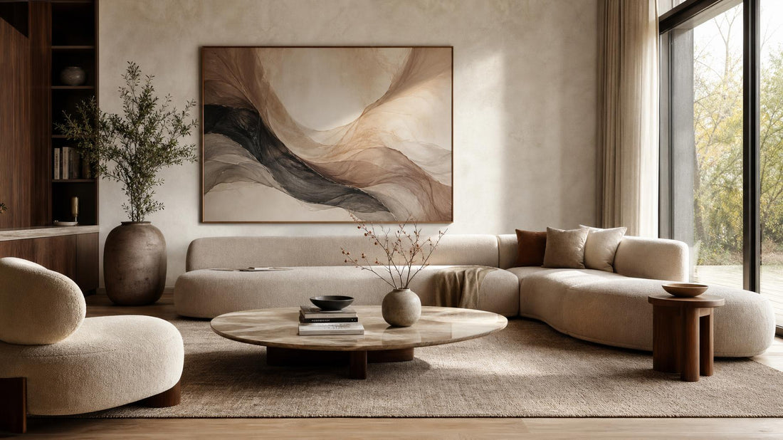 Fluid abstract wall art that moves with the room
