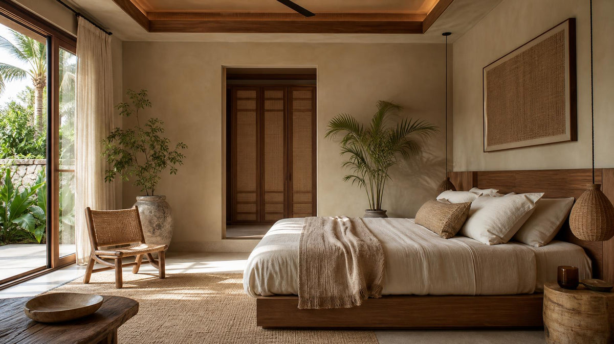 Wall color for rooms with natural materials
