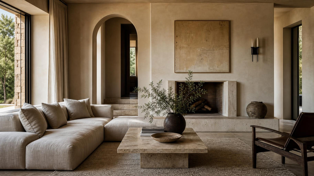 Stone, plaster, linen: the palette behind quiet luxury