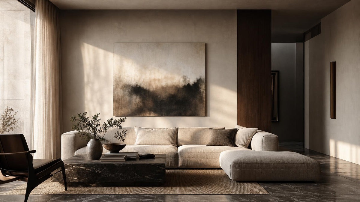 Silk and shadow: abstract canvas prints for atmospheric interiors