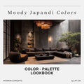 Moody Japandi Interior Lookbook · 16 Color Palettes · Hex Codes · Digital PDF