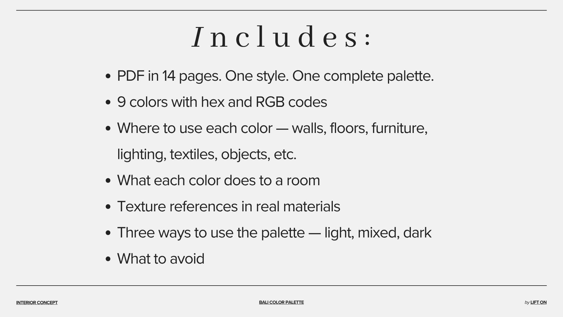 Bali Colors — Interior Color Palette